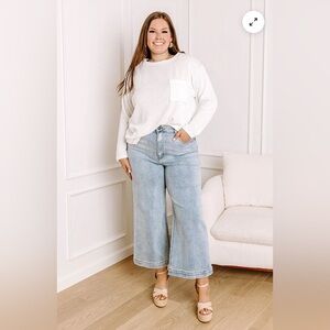 Risen High Waisted Jeans, Light Wash, Flare 2xl (18-20)